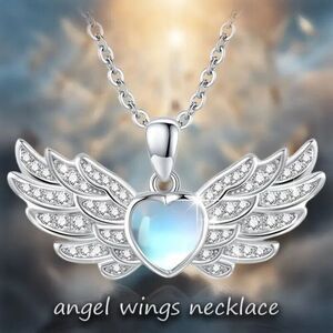 New Gorgeous & Exquisite Angel Wings with Heart Pendant Necklace.